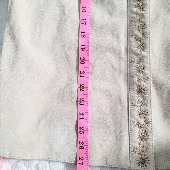 Embroidered leather suede jacket boho medium vintage y2k shacket - Picture 5 of 9